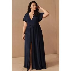 BHLDN Mendoza Flutter Sleeve Maxi Dress - Black - 16